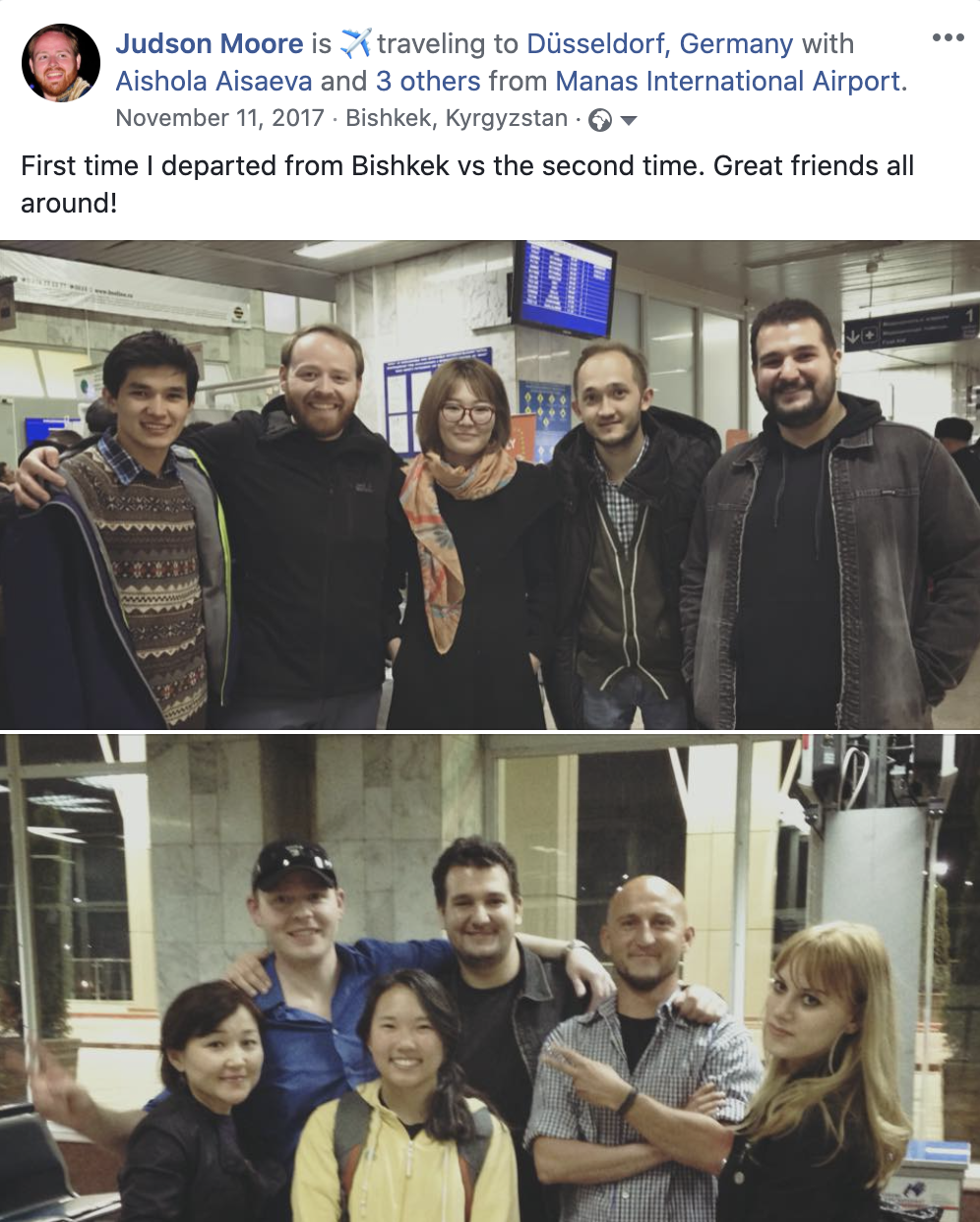 First time I departed from Bishkek vs the second time. Great friends all around!